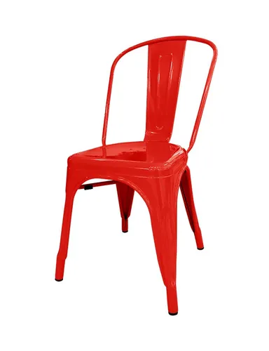 Silla de comedor DeSillas Tolix, estructura color rojo, 4 unidades