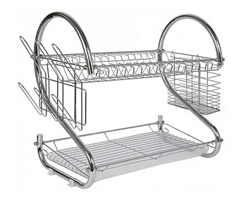 Secaplatos Escurridor De Platos Cromado Dos Pisos Bandeja Para Cocina- Reforzado – Garantia – Envios – Happy Buy
