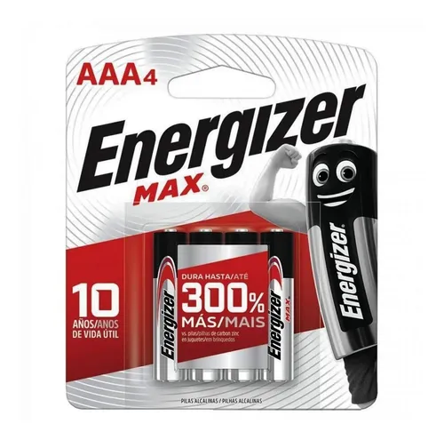 Pila AAA Energizer MAX E92 Cilíndrica – pack de 4 unidades
