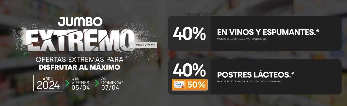 Descuentos del 40% con JUMBO extremo del 5 al 7 de abril