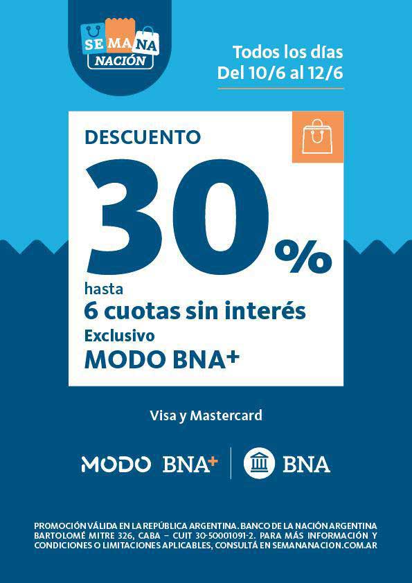 30% de descuento y hasta 6 cutas con MODO BNA+